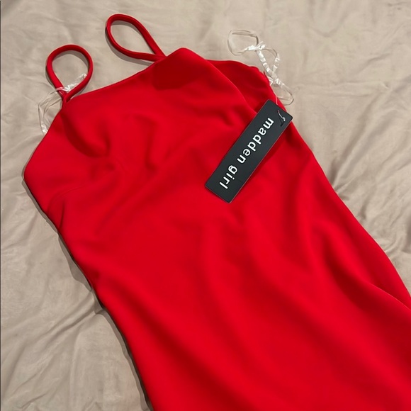 Madden Girl Red Slip Dress Spaghetti Strap Sleeveless - Picture 2 of 4